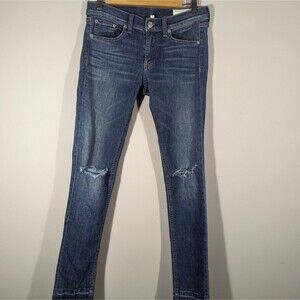 Rag‎ & Bone Jeans Women Size 27 Blue Medium Wash Skinny Capri Distressed